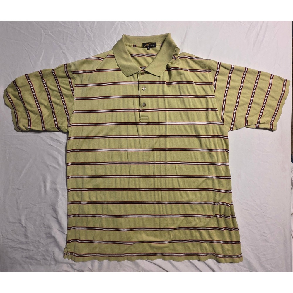 Nick Price Golf Polo Shirt Men's XL Green Striped Mercerized Cotton Short Sleeve